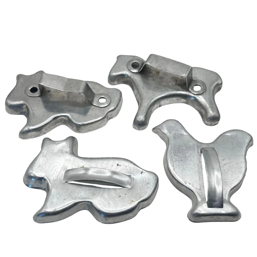 Vintage Aluminum Farm Animal Cookie Cutters Set of 4 Horse Rabbit‎ Chicken